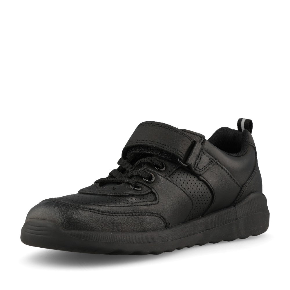 Boys Daze Bright Kids Black Leather Velcro Shoe In Kids F Fit
