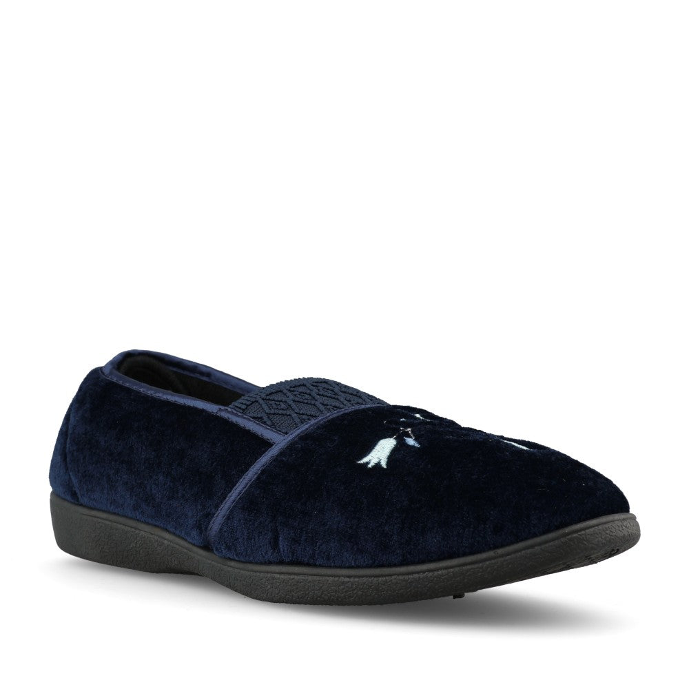 Ladies Enid Full Slipper In Navy