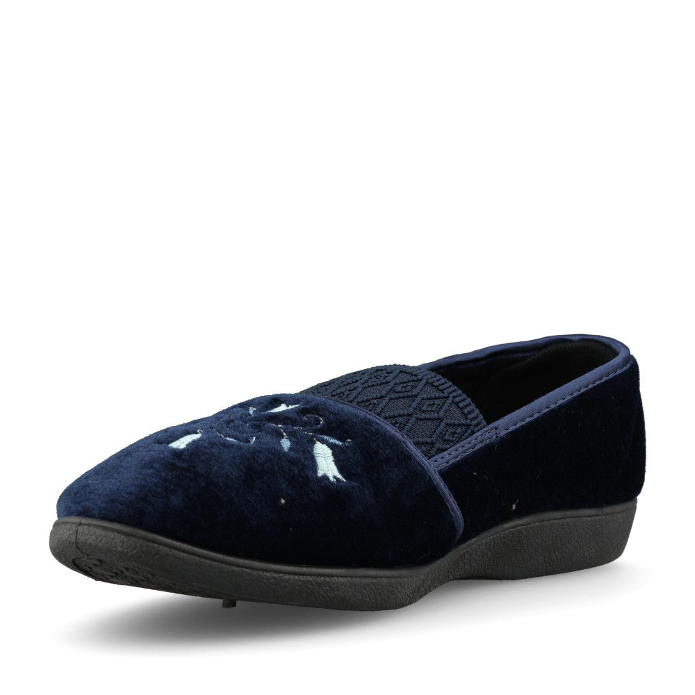 Ladies Enid Full Slipper In Navy