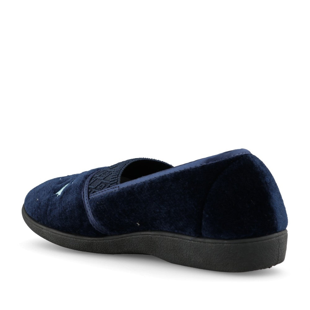 Ladies Enid Full Slipper In Navy