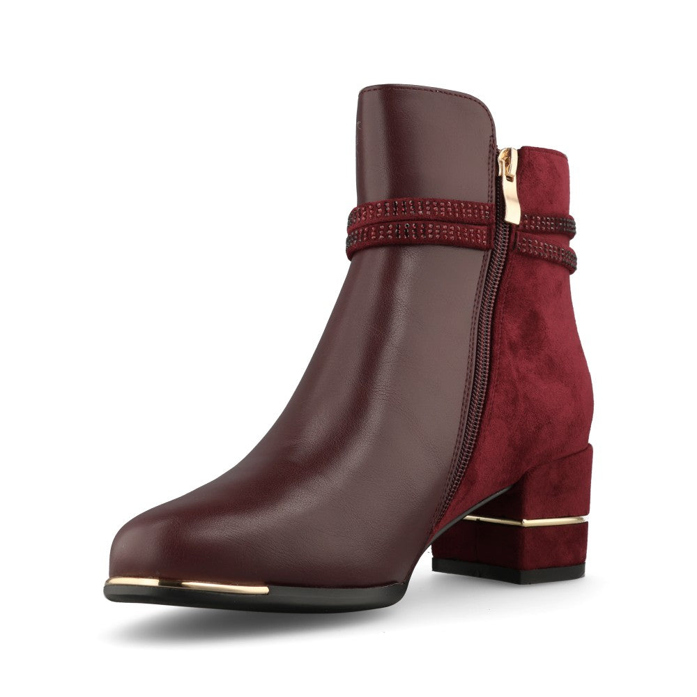 Redz Ladies F3166 Ankle Boot In Burgundy