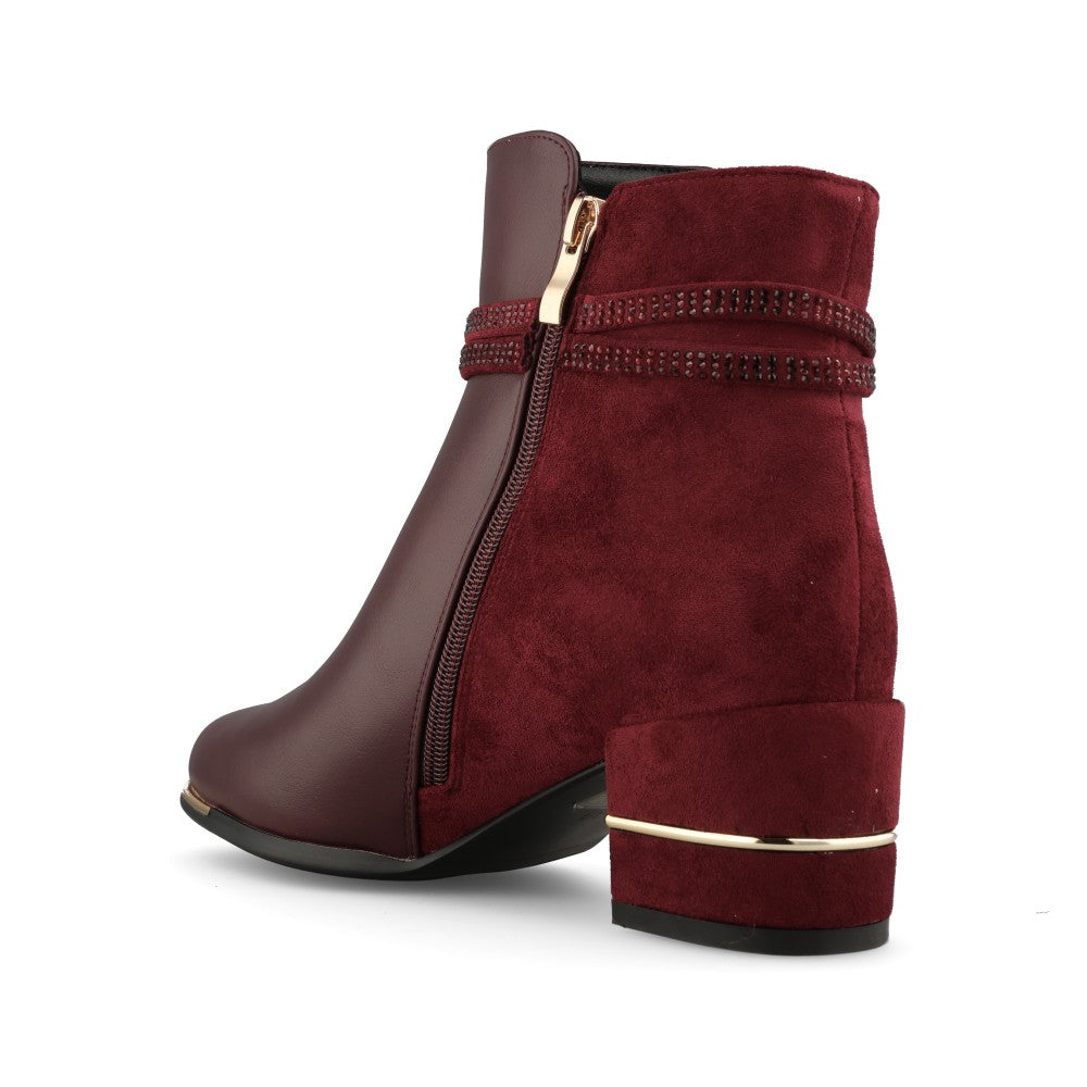 Redz Ladies F3166 Ankle Boot In Burgundy