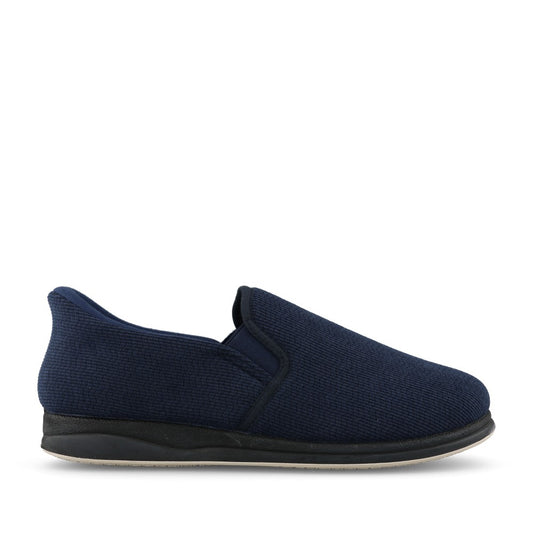 Padders Finn 402 Men's Wide Fit Step-In Slippers in Navy