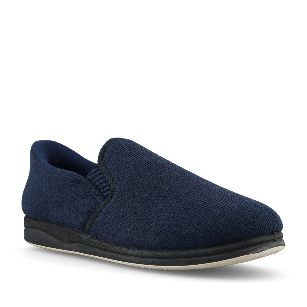 Padders Finn 402 Men's Wide Fit Step-In Slippers in Navy