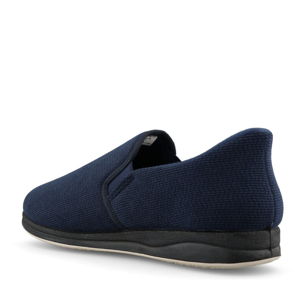 Padders Finn 402 Men's Wide Fit Step-In Slippers in Navy