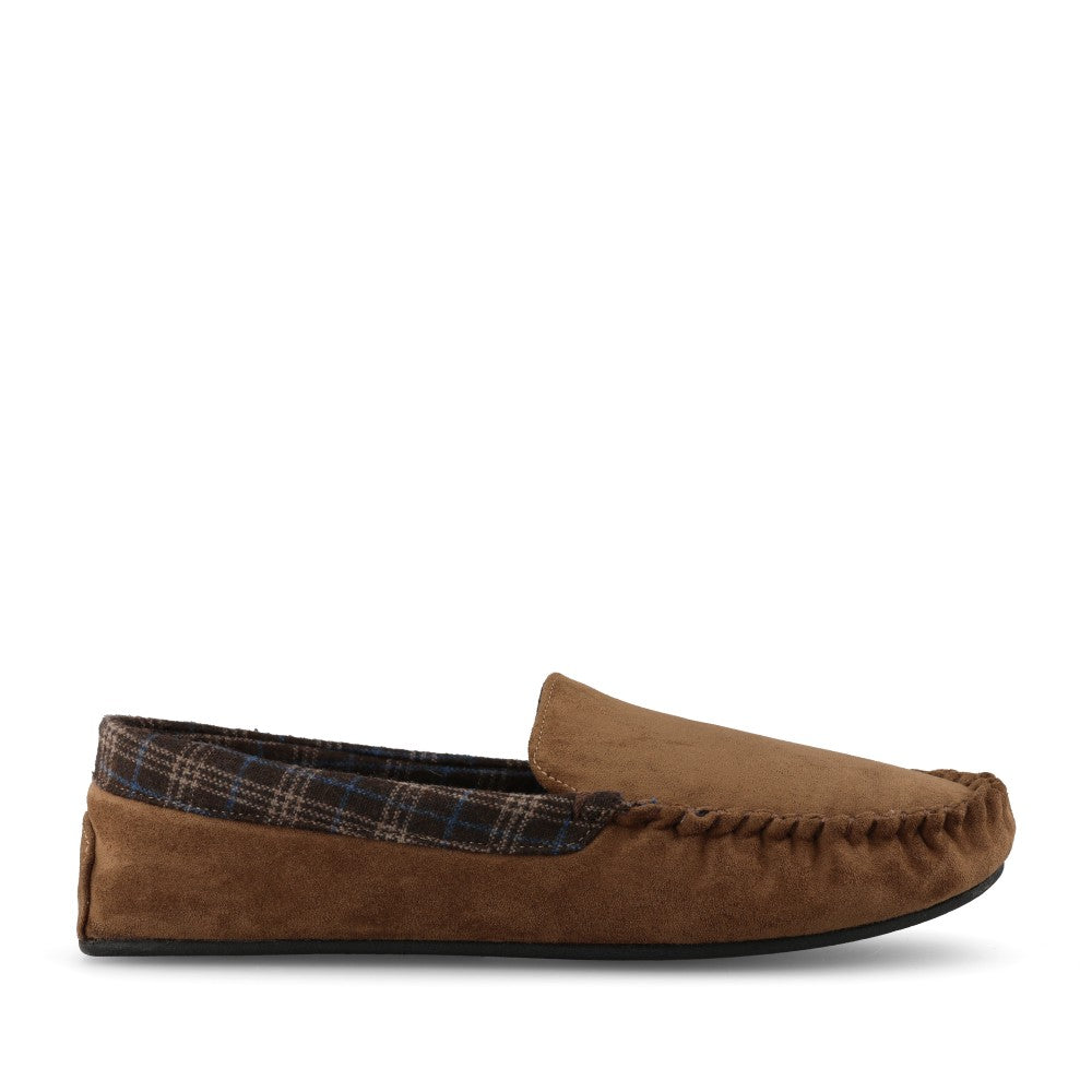 Clarks Mens Fireside Mocc Textile G-fit Slipper In Dark Brown