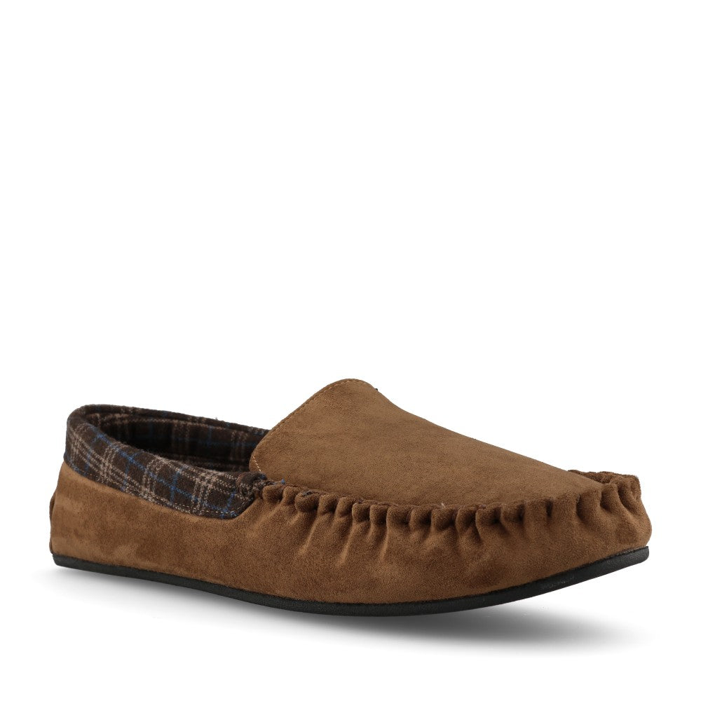 Clarks Mens Fireside Mocc Textile G-fit Slipper In Dark Brown