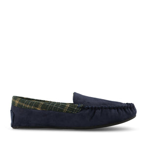 Clarks Mens Fireside Mocc Textile G-fit Slipper In Navy