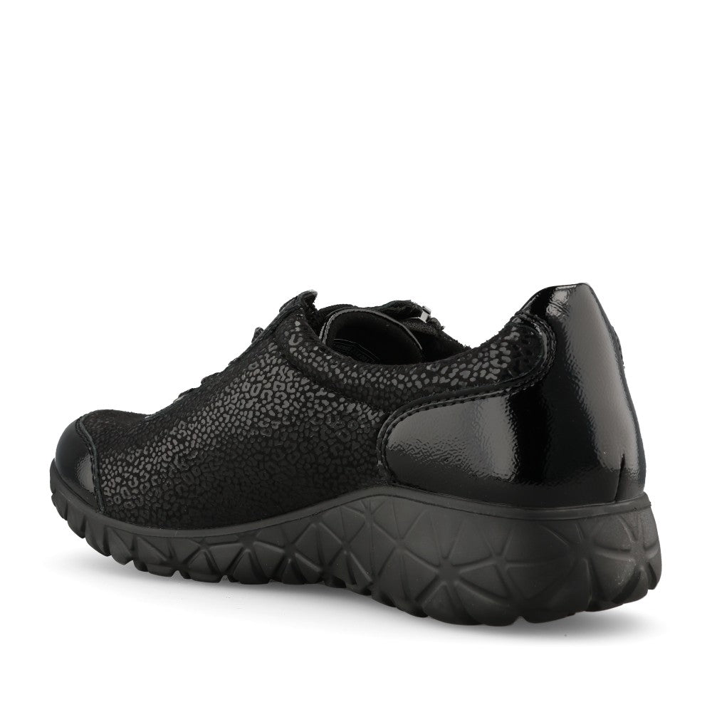 Ladies H89001 Havy Soft Laced Trainer In Black Patent