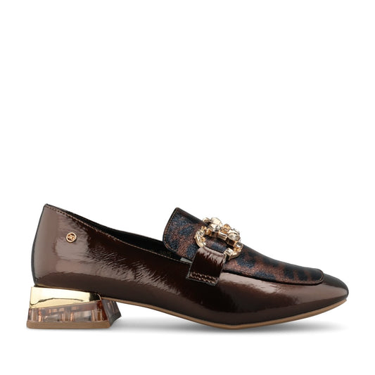 Zanni & Co Ladies Hahoe Shoe In Brown Patent with Cheetah Print