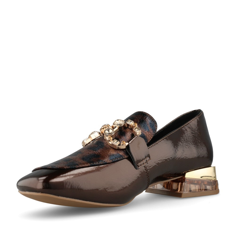 Zanni & Co Ladies Hahoe Shoe In Brown Patent with Cheetah Print