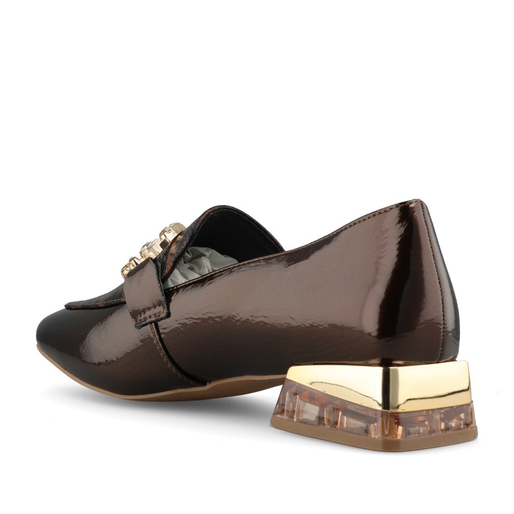 Zanni & Co Ladies Hahoe Shoe In Brown Patent with Cheetah Print