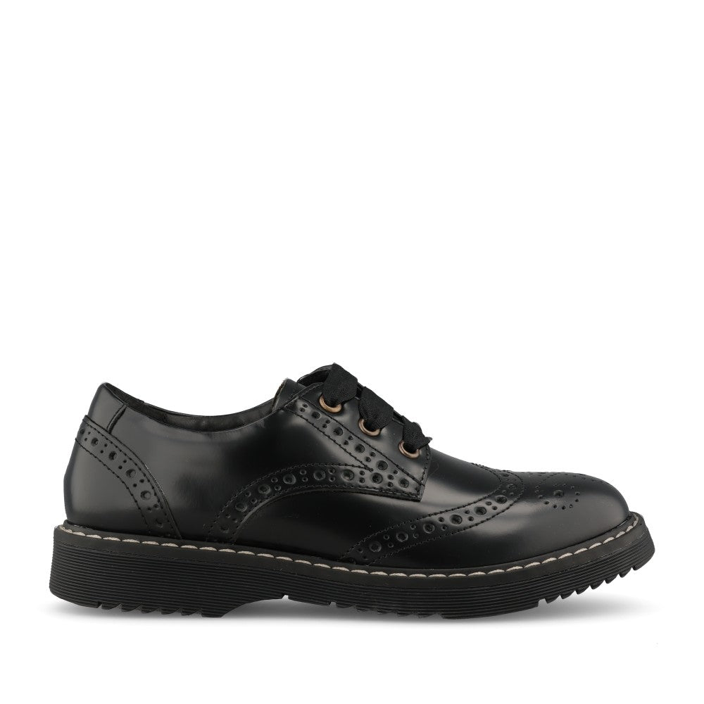 Start Rite Girls Impulsive Chunky Brogue W-Fit in Black Leather