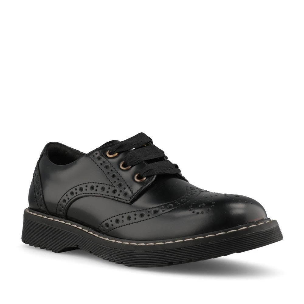 Start Rite Girls Impulsive Chunky Brogue M-FIT in Black Leather