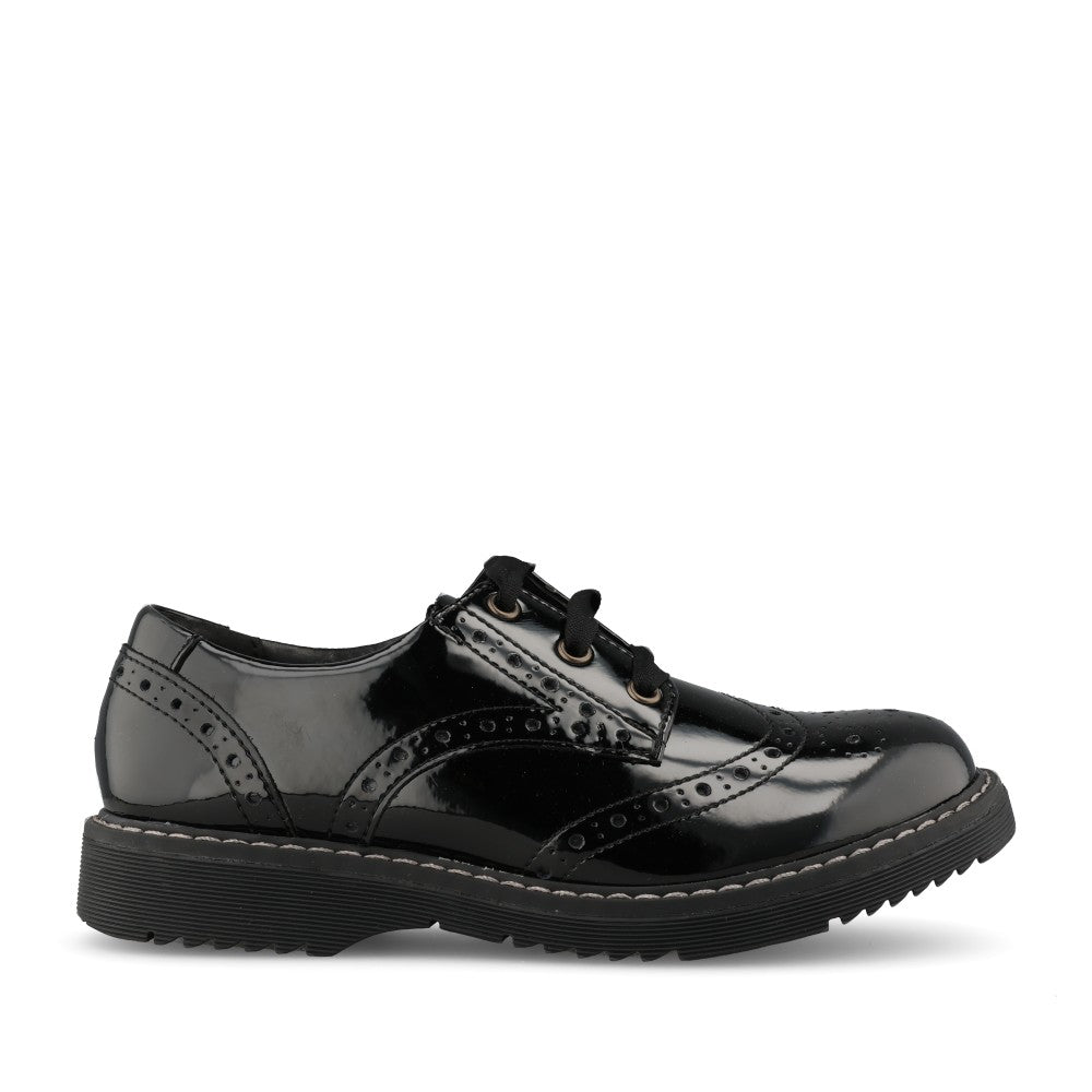 Girls Impulsive W-fit Laced Brogue In Blk Patent