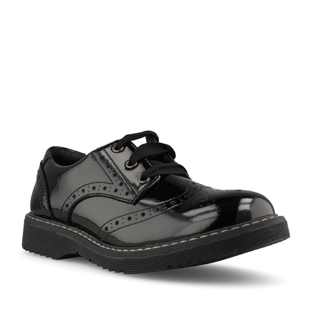 Girls Impulsive W-fit Laced Brogue In Blk Patent