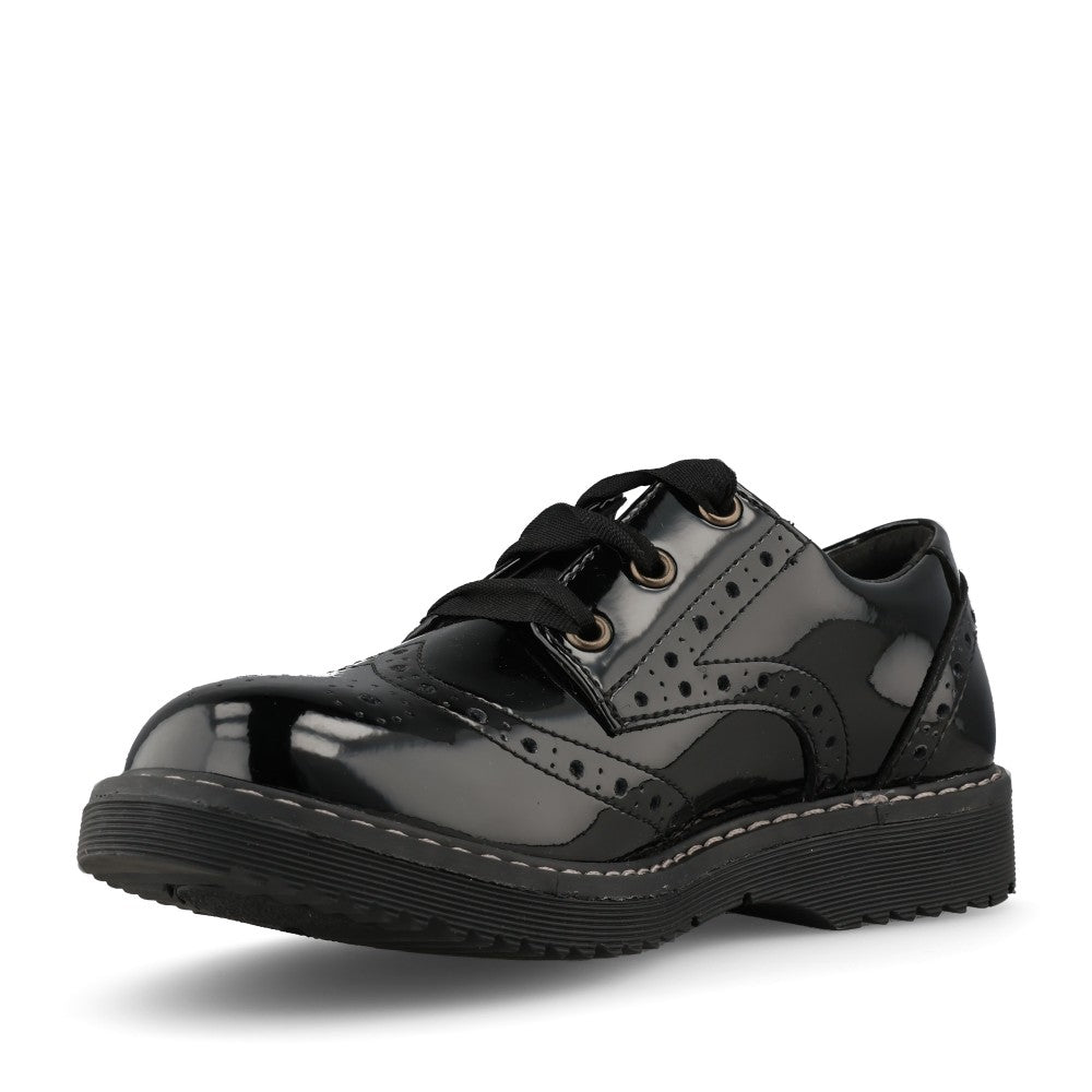 Girls Impulsive M-fit Laced Brogue In Blk Patent