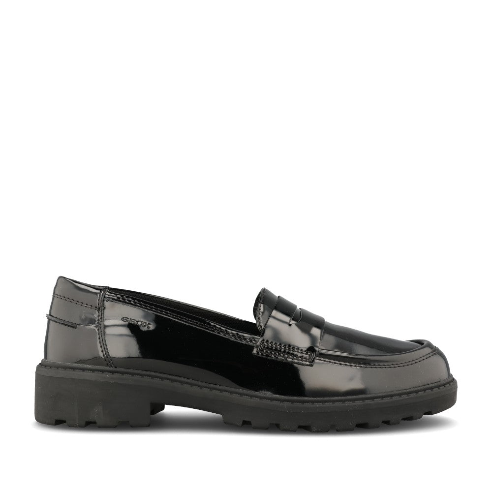 Geox Girls J3620C Casey Slip On Shoe in Black Patent