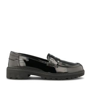 Geox Girls J3620C Casey Slip On Shoe in Black Patent