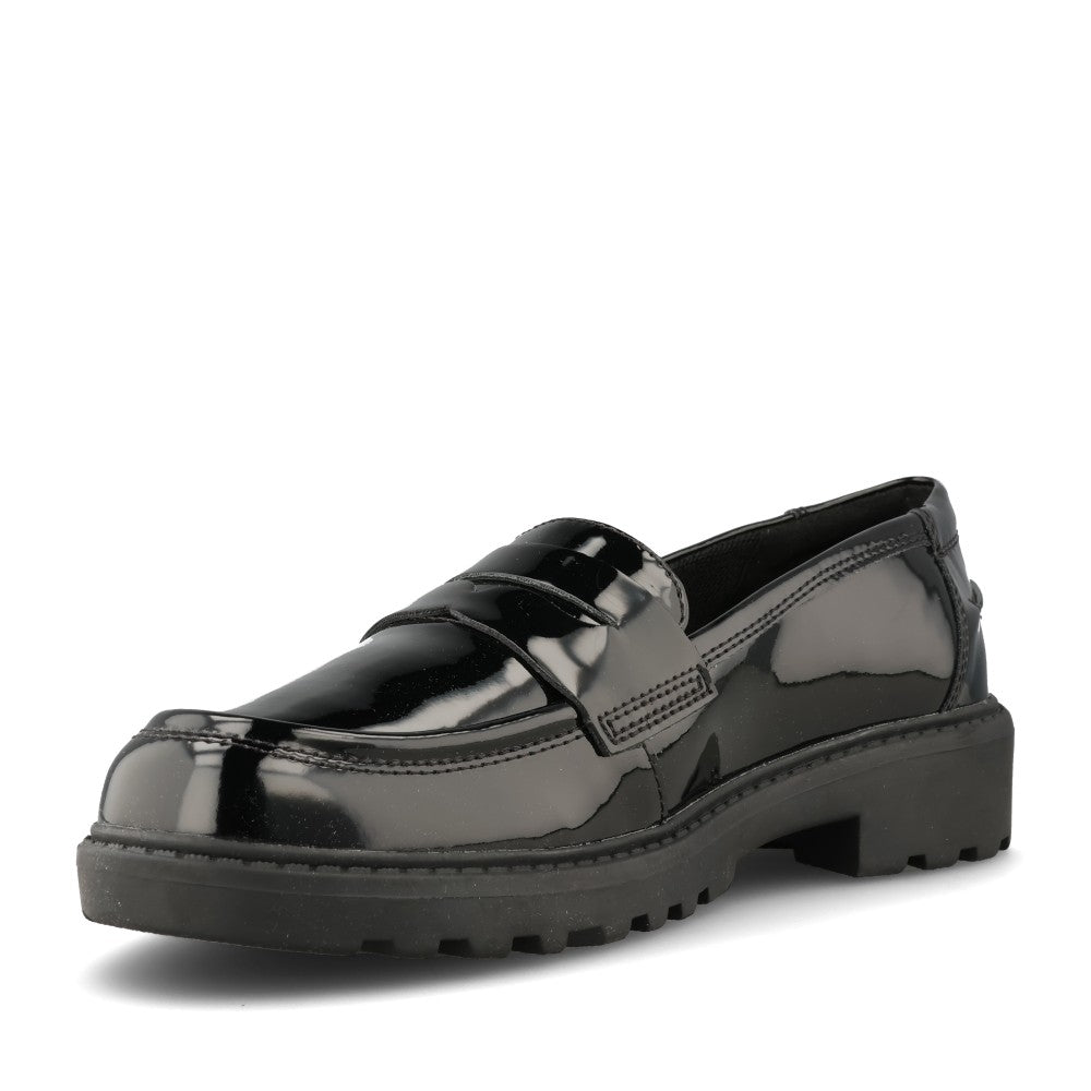Geox Girls J3620C Casey Slip On Shoe in Black Patent