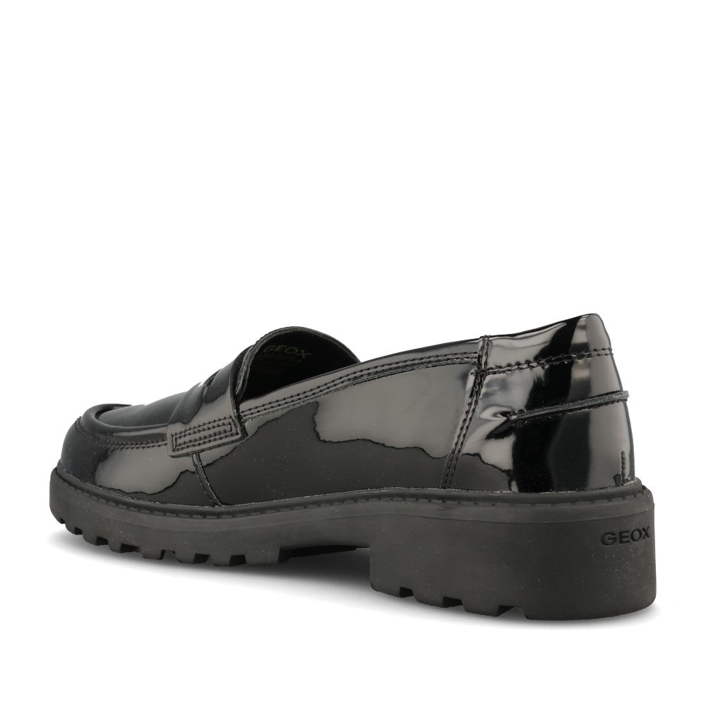 Geox Girls J3620C Casey Slip On Shoe in Black Patent