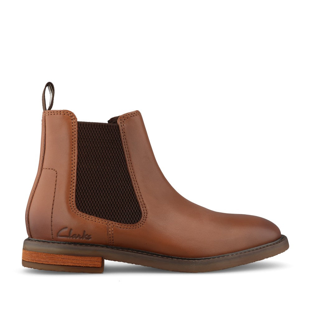 Clarks Mens Jaxen Easy Leather G-fit Boot In Dark Tan