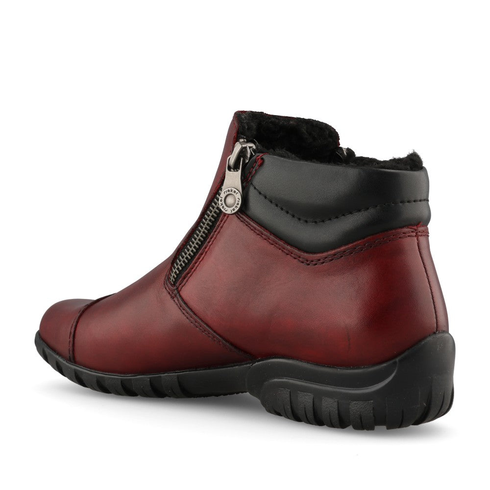 Rieker Ladies L4655 Ankle Boot In Red