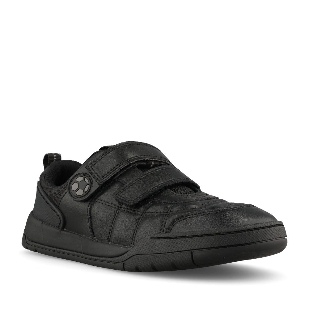 Clarks Boys Laser Cross Y G-FIT Velcro in Black Leather