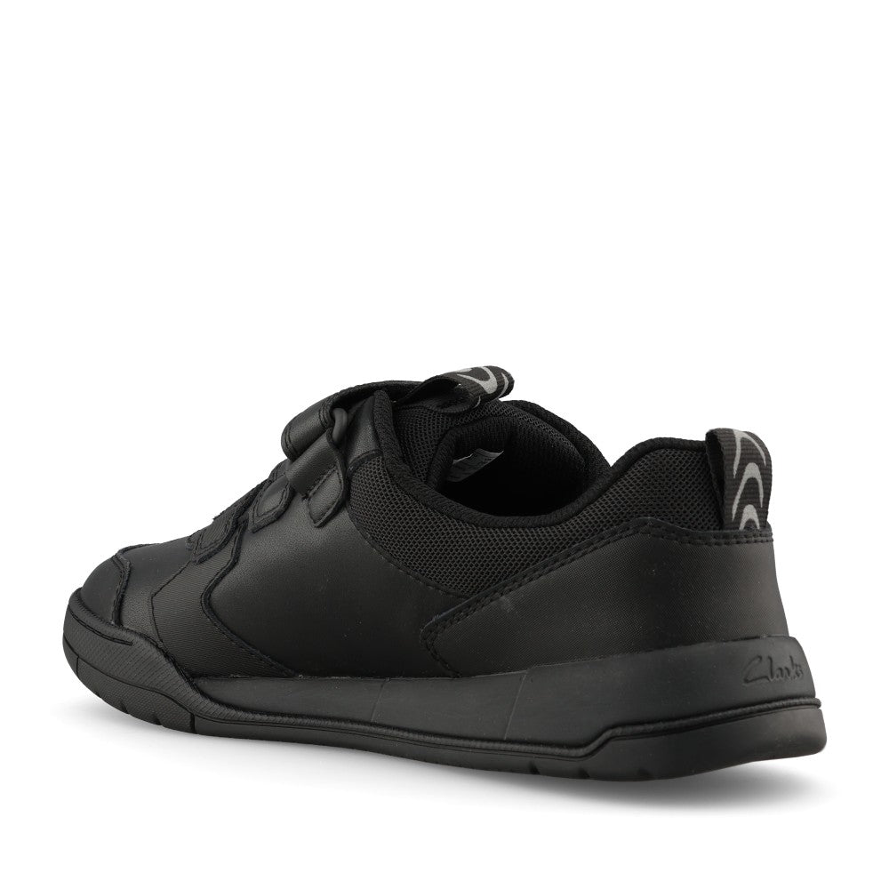 Clarks Boys Laser Play Y G-FIT Velcro in Black Leather