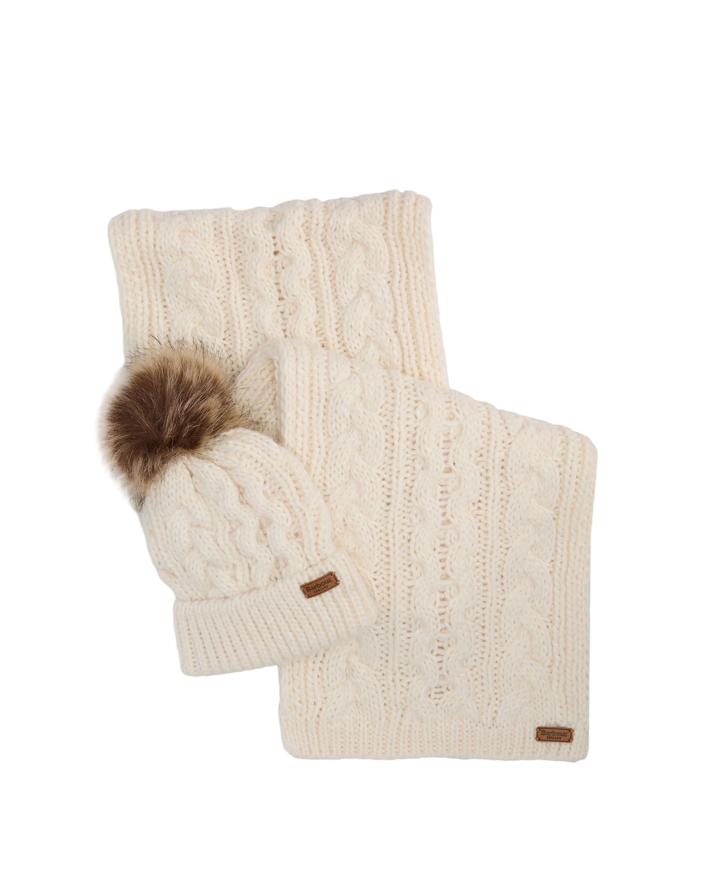 Barbour Ladies Penshaw Hat & Scarf LGS0025 In Cream
