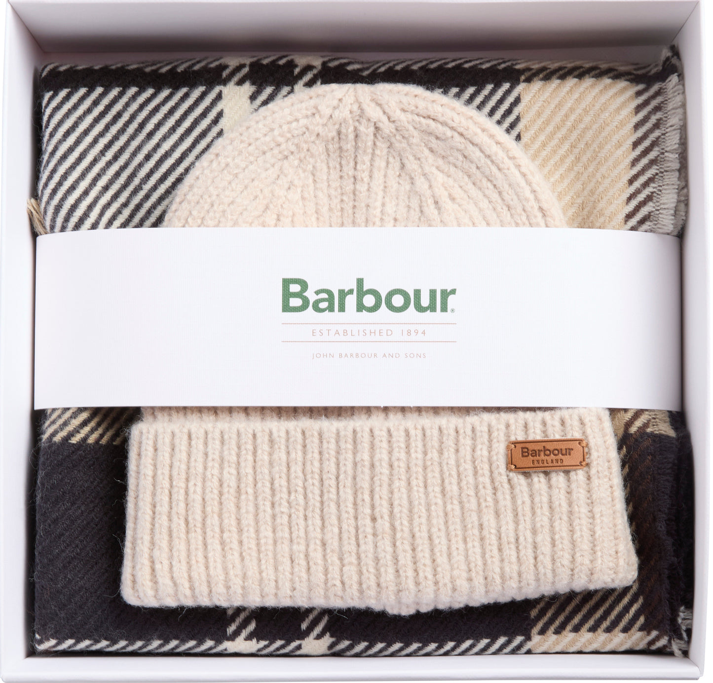 Barbour Ladies Pendle Blair Hat & Scarf LGS0094 In Navy Tartan