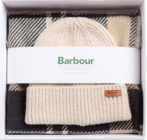 Barbour Ladies Pendle Blair Hat & Scarf LGS0094 In Navy Tartan