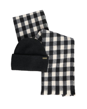 Barbour Ladies International Kemora Beanie & Scarf Gift Set LGS0104 In Black