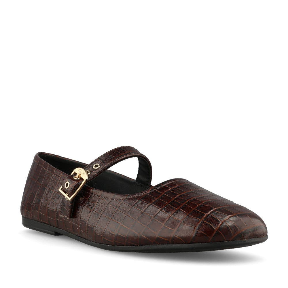 Clarks Ladies Livia Jane Leather D-fit Shoe In Dark Brown Croc