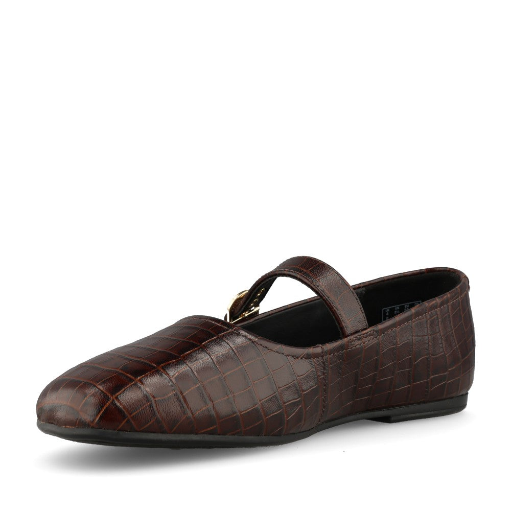 Clarks Ladies Livia Jane Leather D-fit Shoe In Dark Brown Croc