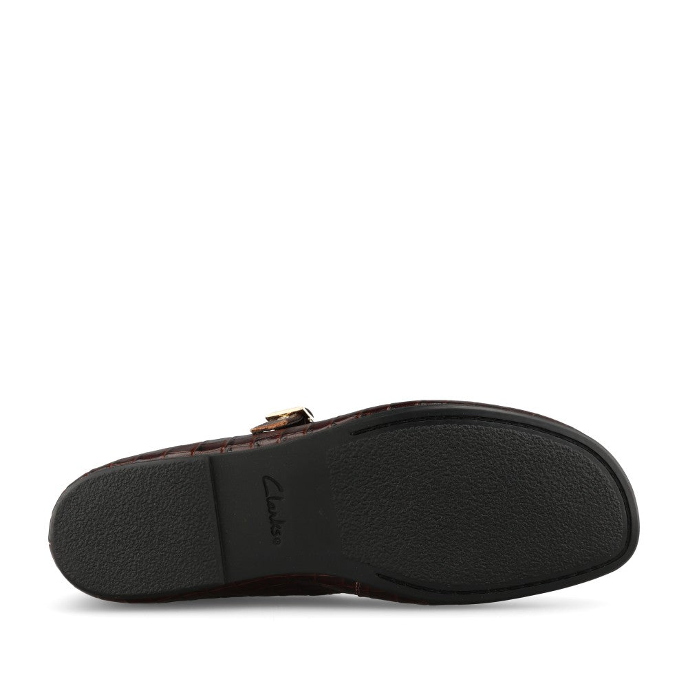 Clarks Ladies Livia Jane Leather D-fit Shoe In Dark Brown Croc