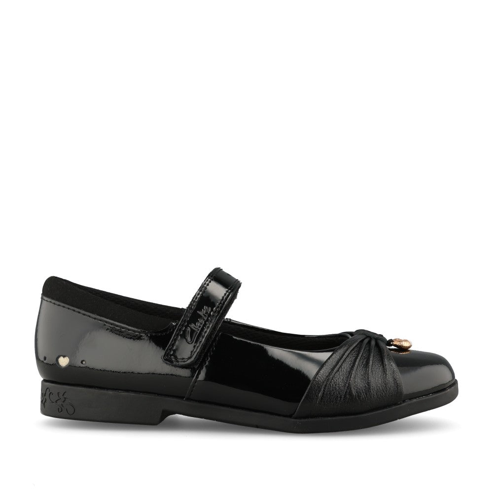 Clarks Girls Lock Gem F-FIT Mary Jane in Black Patent