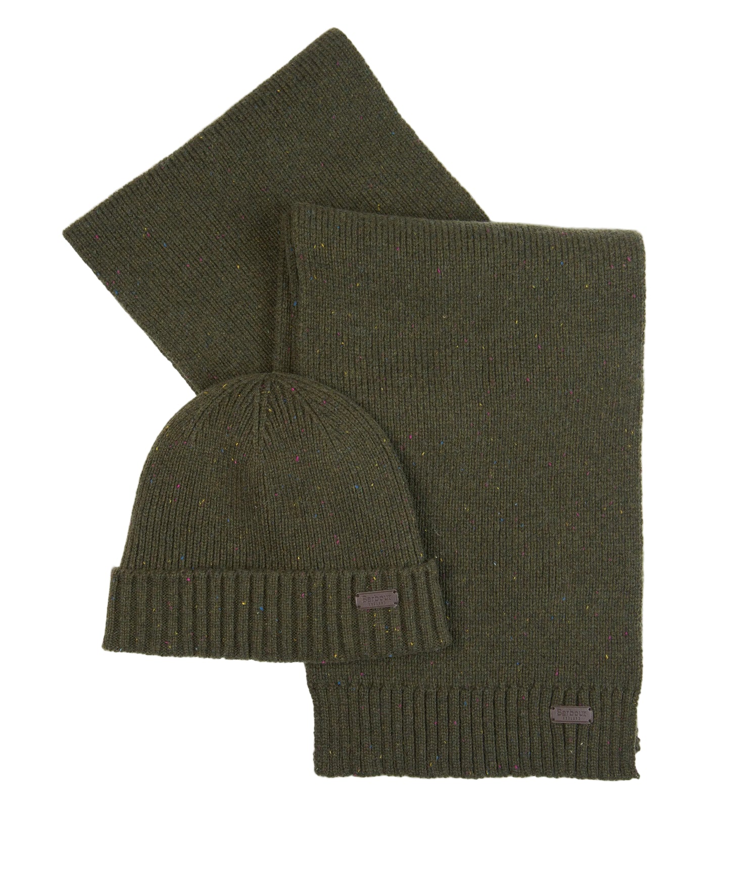 Barbour Mens Carlton Fleck Hat & Scarf MGS0047 In Olive