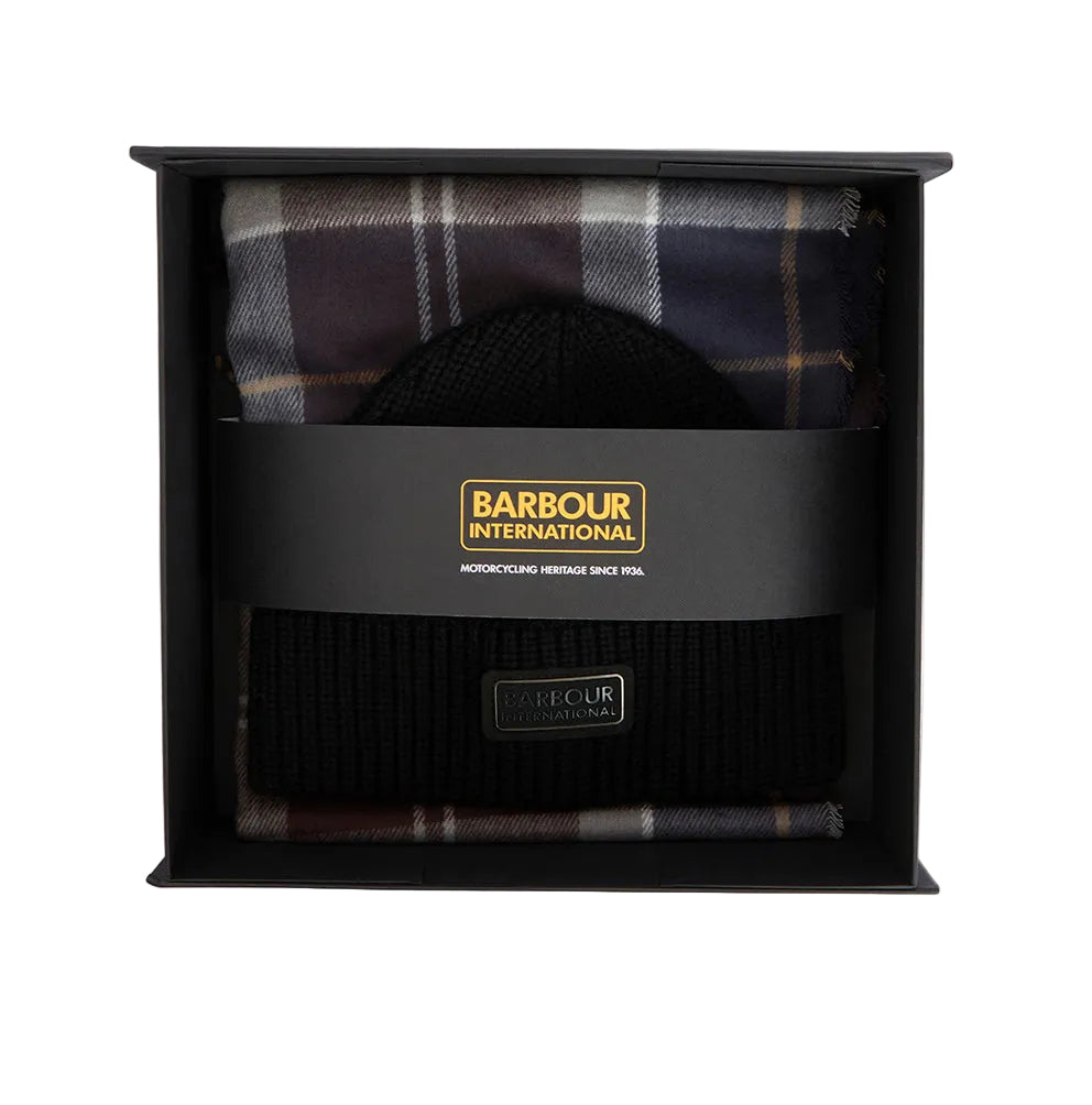Barbour Mens International Sweeper Hat & Scarf MGS0092 In Black