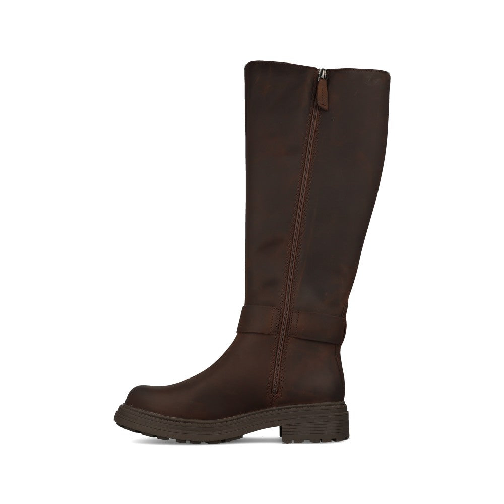 Clarks Ladies Orinoco3 Tall Leather D-fit Boot In Dark Brown