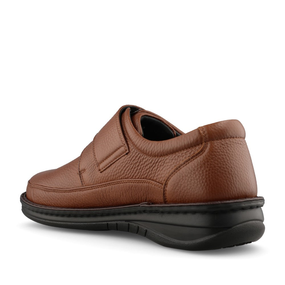 Mens P-3708C Extra Wide Velcro Shoe In Cognac