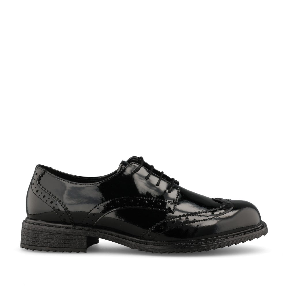 Teds Girls Pomona Laced Brogue in Black Patent