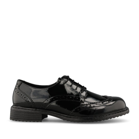 Teds Girls Pomona Laced Brogue in Black Patent