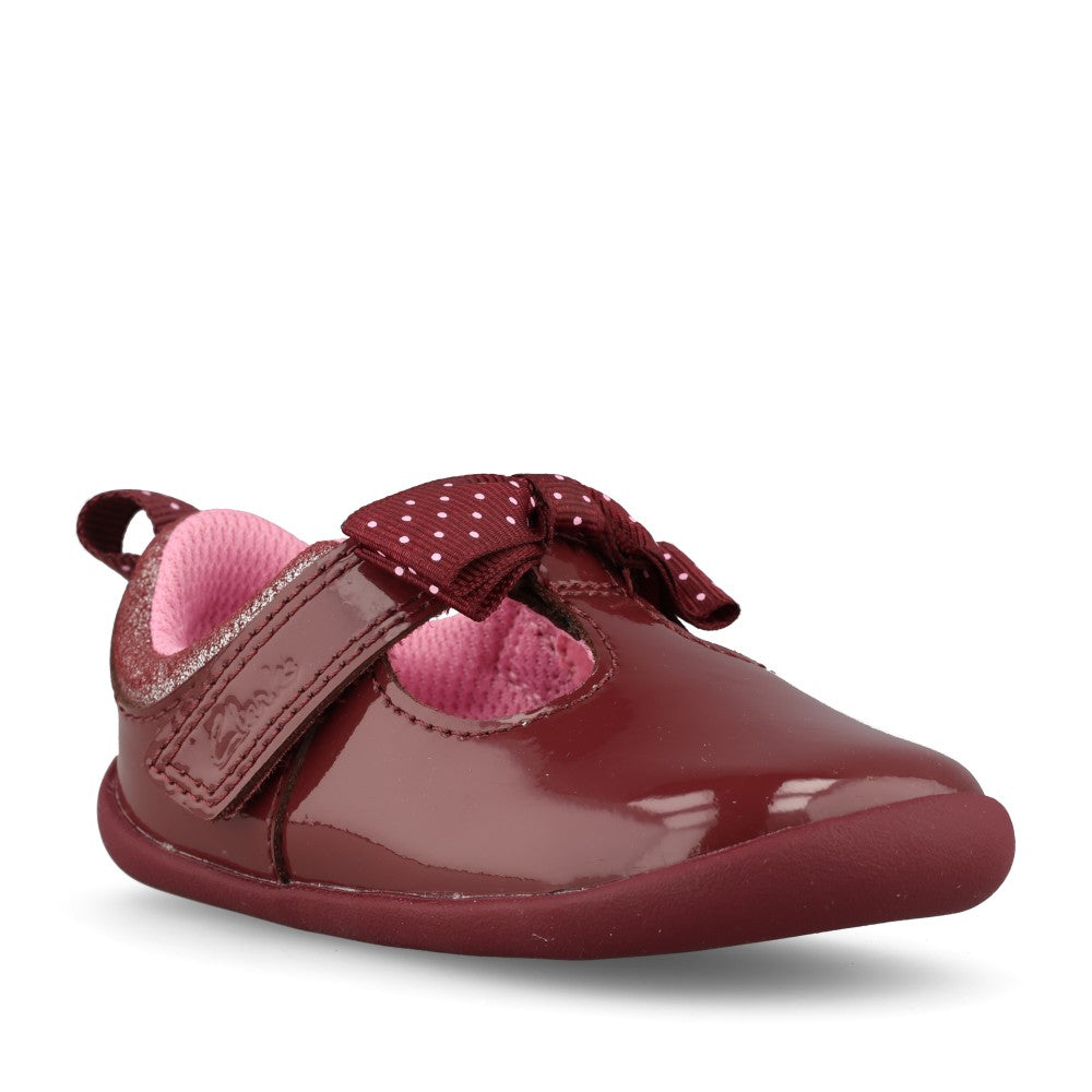 Clarks Girls Roamer Trim T G-Fit Shoe in Burgundy