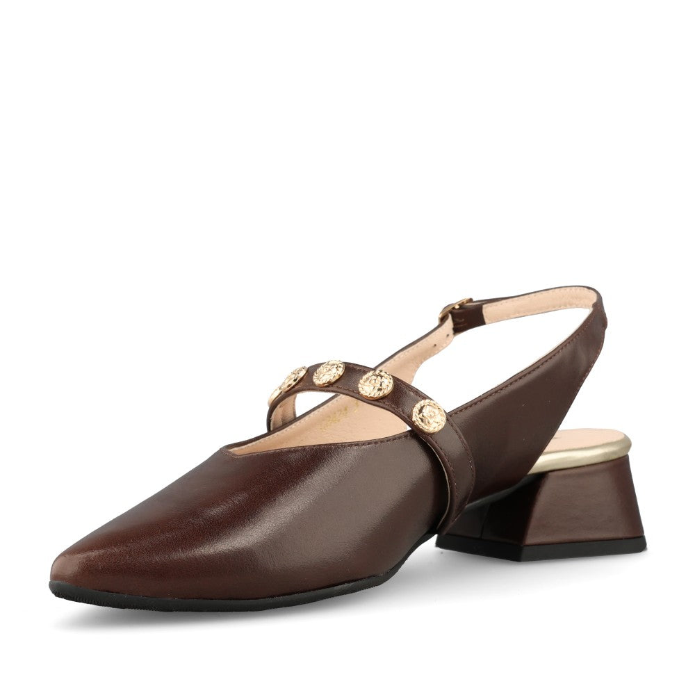 Emis Ladies 8424/F270o Sling Back Shoe In Dark Brown