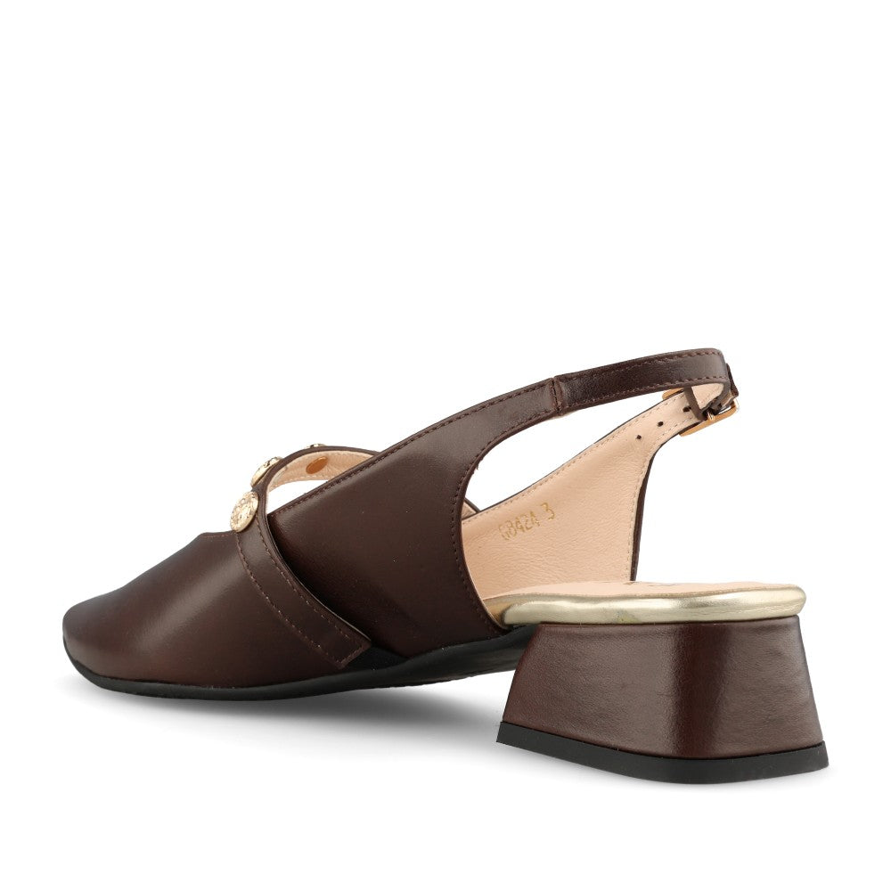 Emis Ladies 8424/F270o Sling Back Shoe In Dark Brown