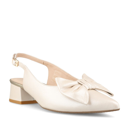 Emis Ladies 8586/F956o Sling Back Shoe In Cream Pearl