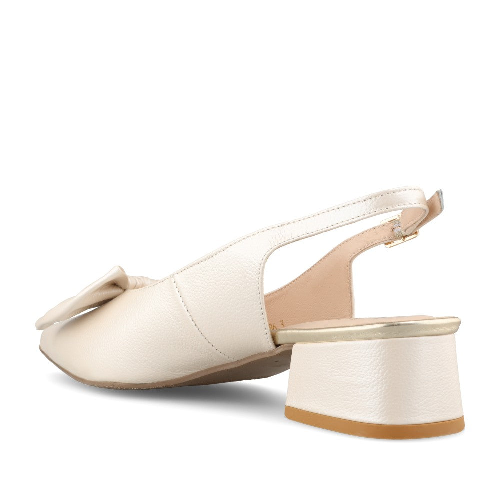 Emis Ladies 8586/F956o Sling Back Shoe In Cream Pearl