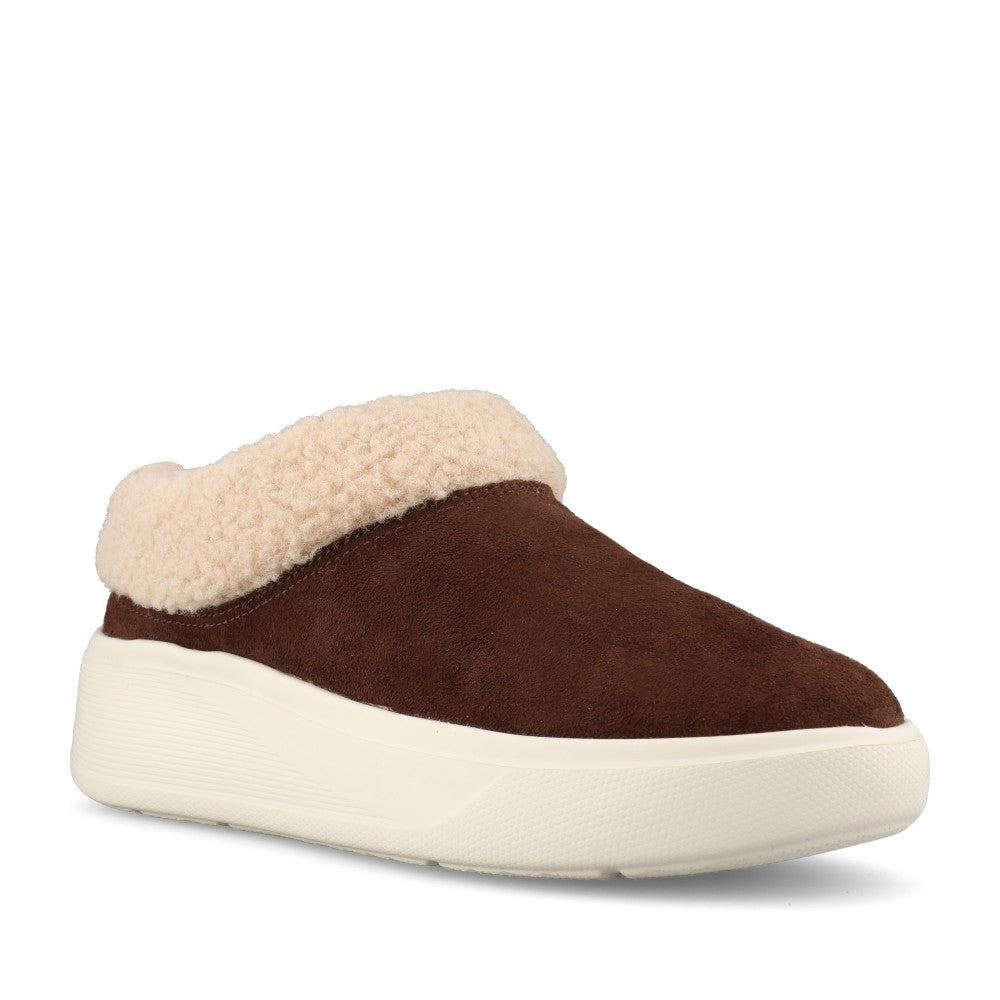Clarks Ladies Solevana Cozy Textile D-fit Shoe In Dark Brown