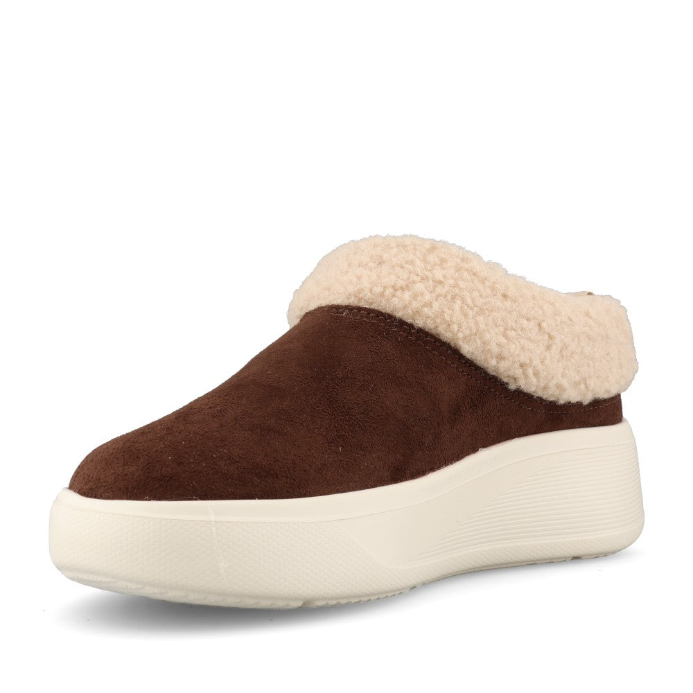 Clarks Ladies Solevana Cozy Textile D-fit Shoe In Dark Brown